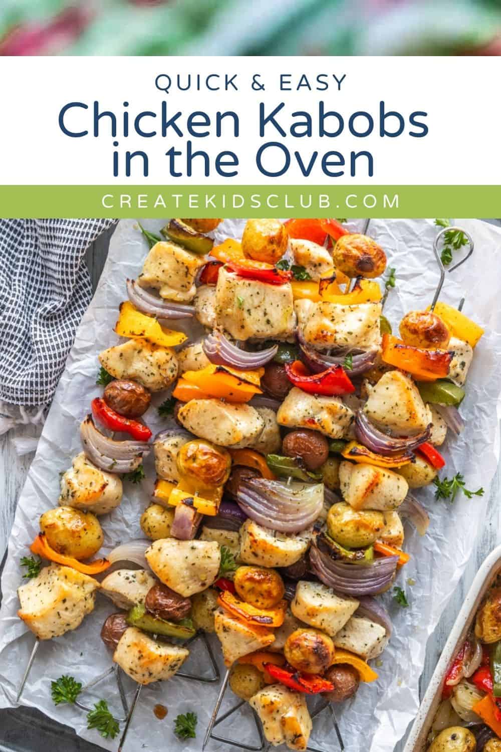 pin of Chicken Kabobs in the Oven