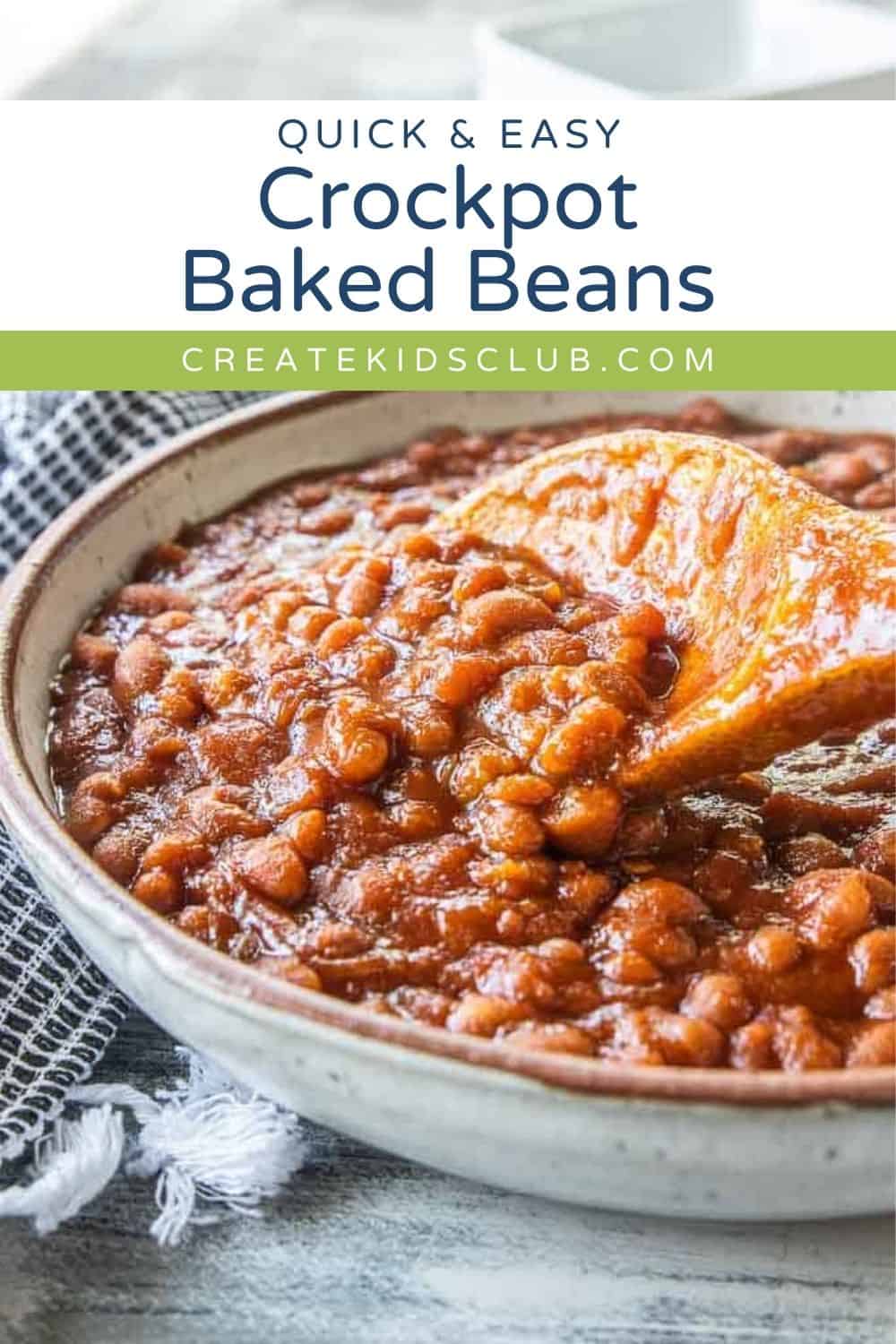 Pin of crockpot baked beans