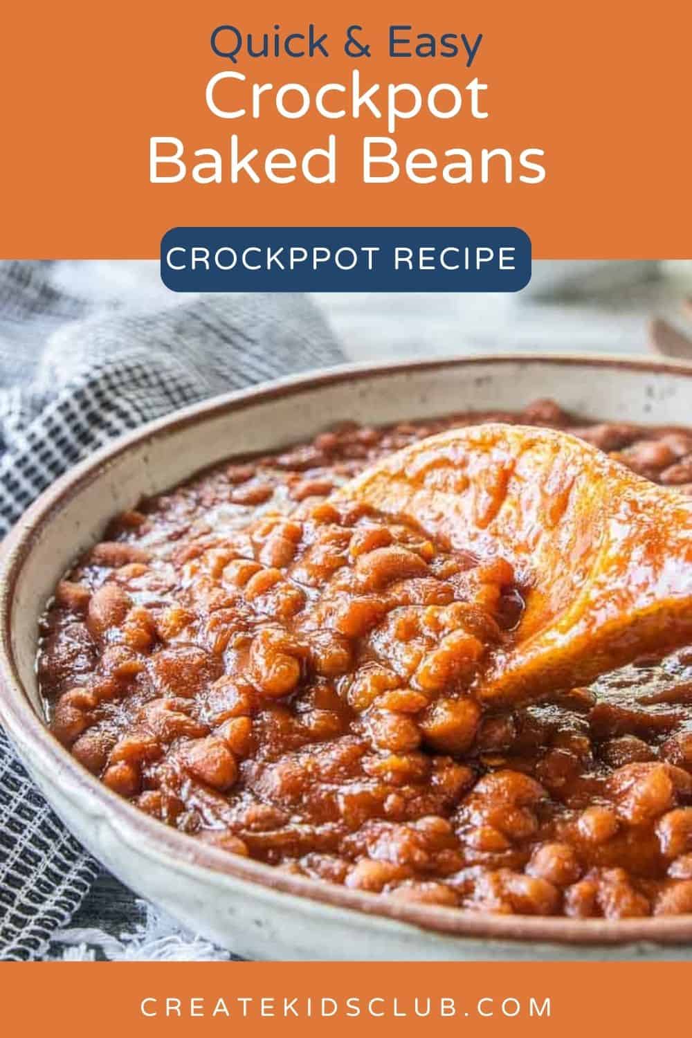 Pin of crockpot baked beans