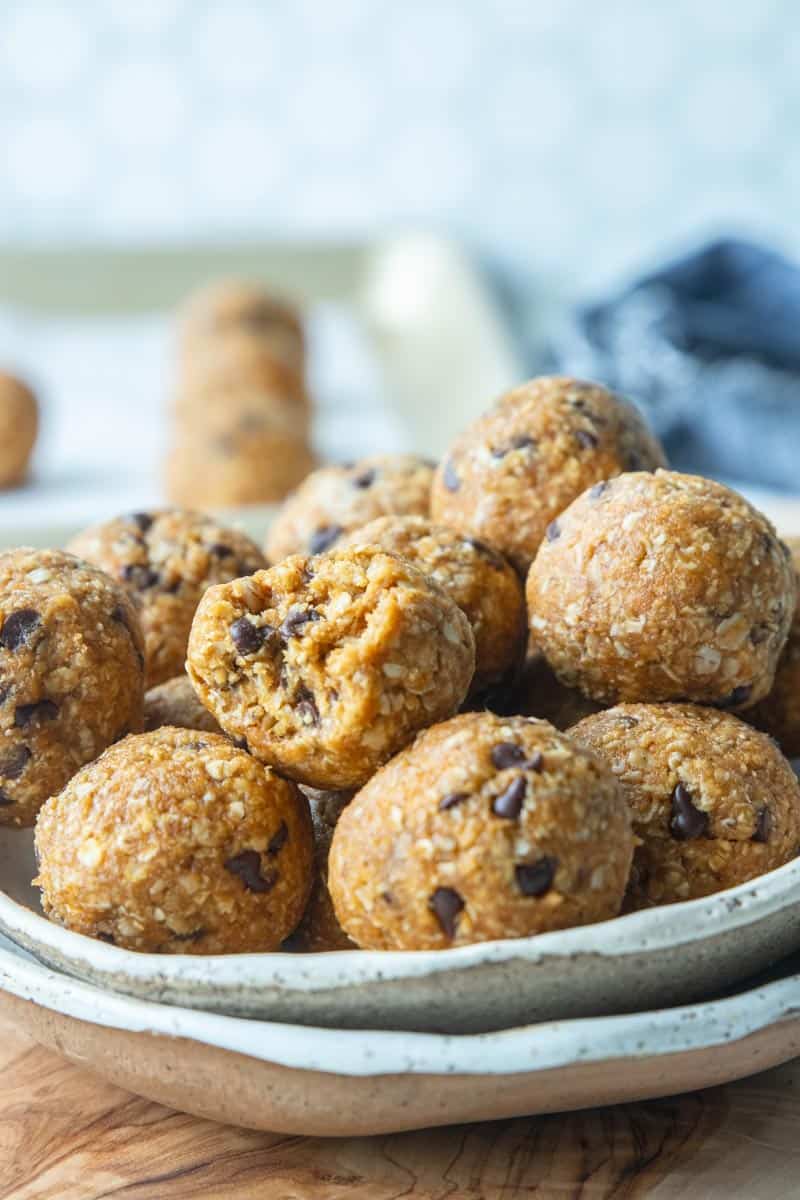 a bite taken from a protein ball