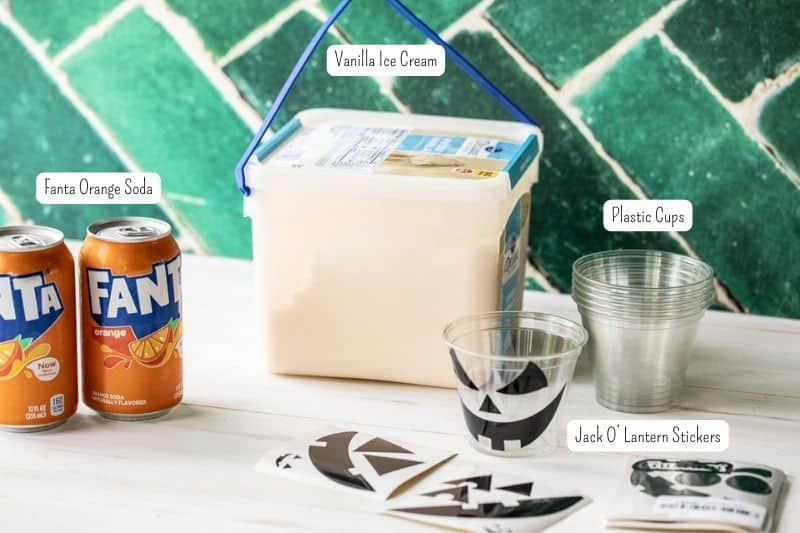 ingredients to make jack o lantern floats