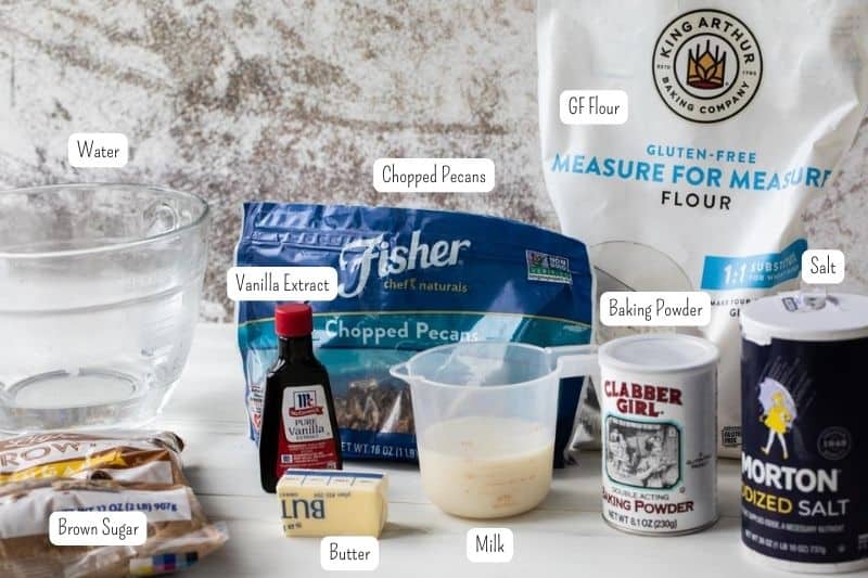 ingredients to make pecan pie cobbler
