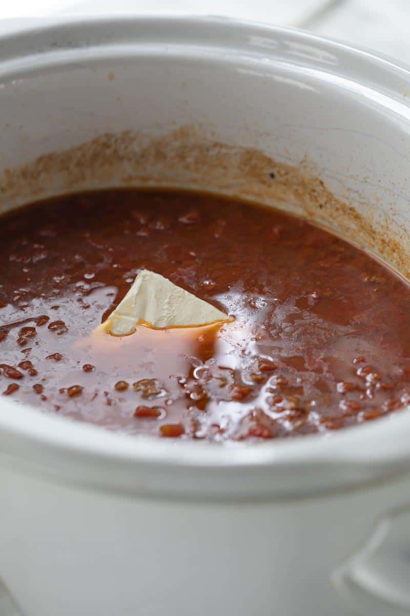 block of cream cheese in crockpot