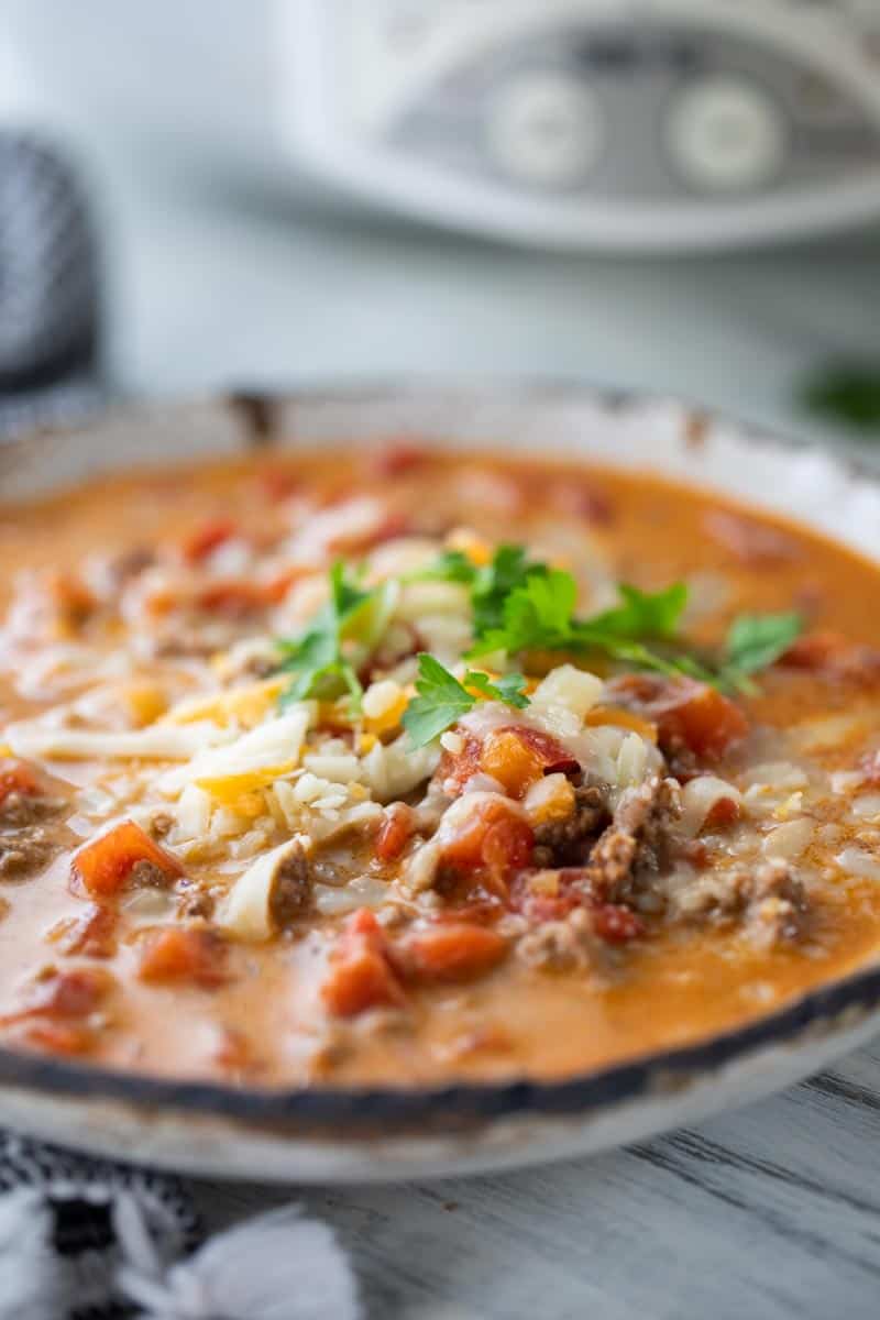 close up of 5 ingredient taco soup