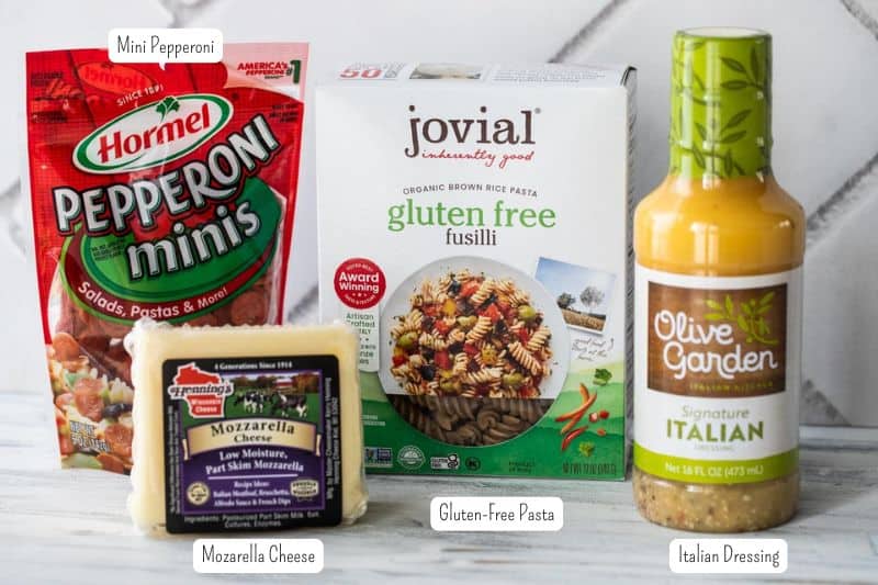 ingredients for gluten free pizza pasta salad