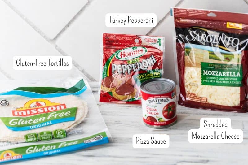 ingredients for gluten free tortilla pizza