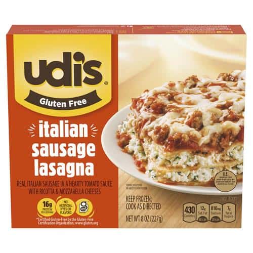 udis frozen gluten free lasagna