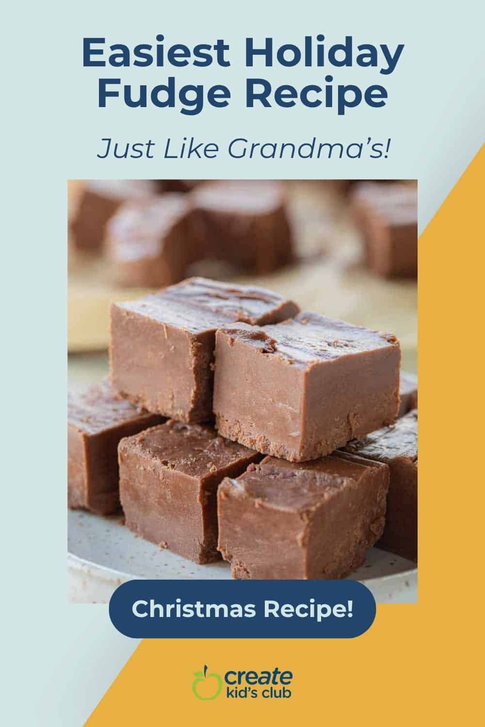 pin for old fashioned fudge on a plate